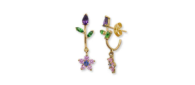  Pendientes Flor Dalia Rosa