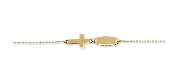 Pulsera cruz & chapa con cadena